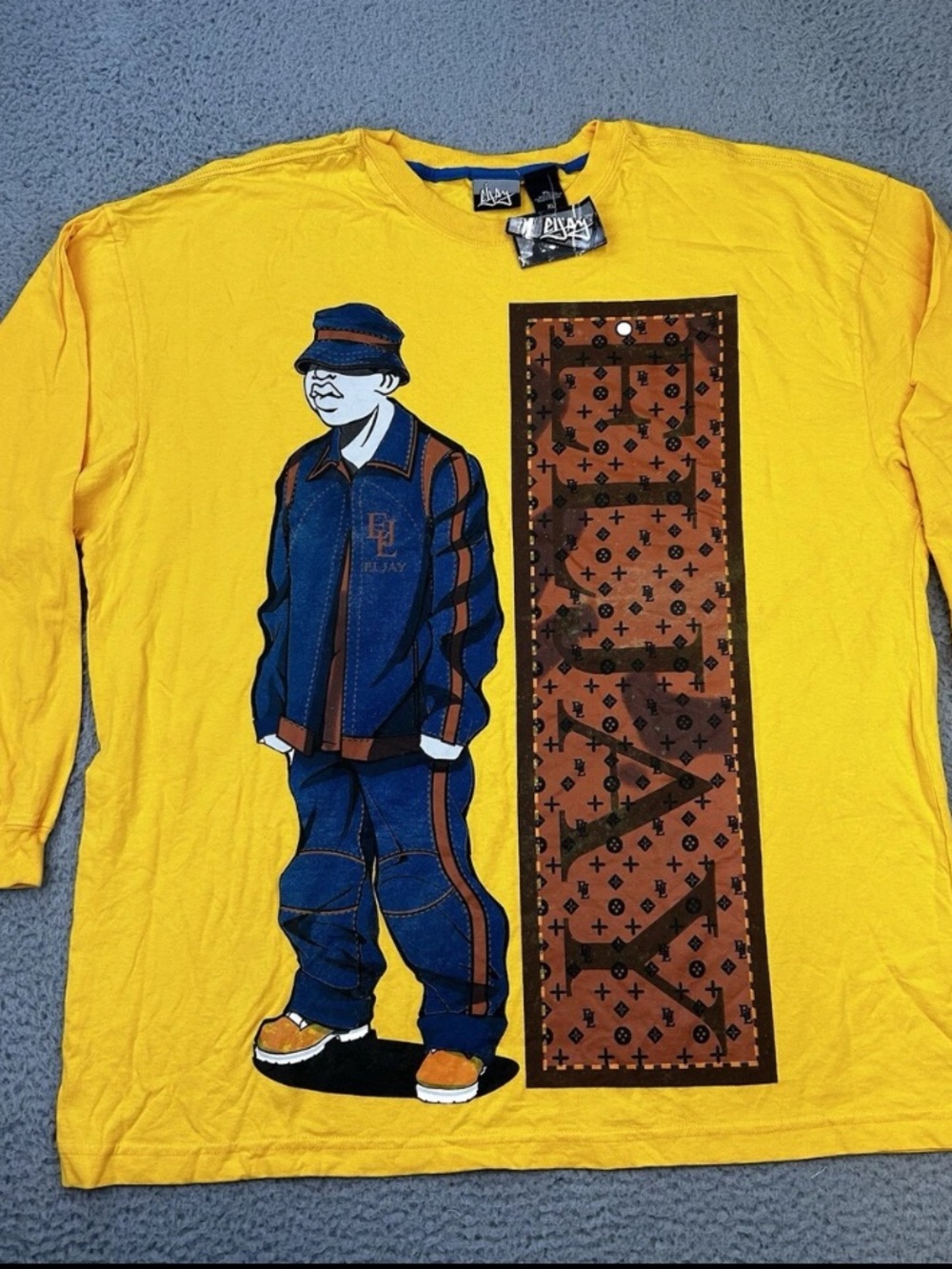 Yellow Graphic Long Sleeve Tee Vintage Streetwear